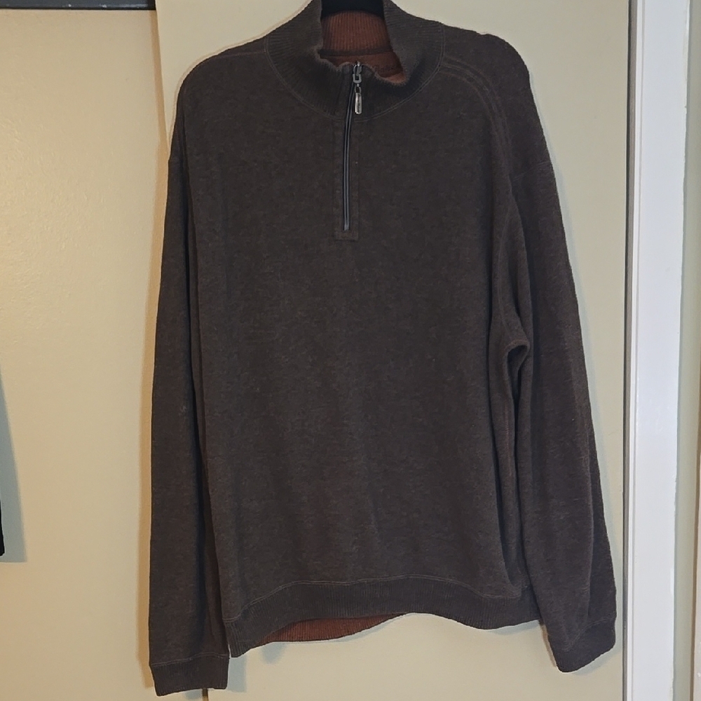Tommy Bahama Men's Brown Half-Zip Sweater Size XL